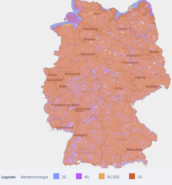 5G-Netzabdeckungskarte